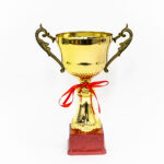 Cup Trophy with Wood grain Base Medium