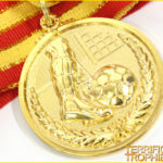 50mm Gold Soccer Medal with Ribbon