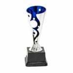 Silver & Blue Conical Trophy on Plastic Base Medium