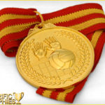 50mmGold Volleyball Medal with Ribbon
