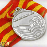 47mm Silver Swimming Medal with Ribbon