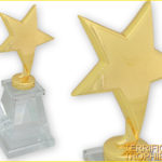 Gold Star Trophy with Glass Base