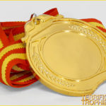 60mm Plain Large Gold Medal with Ribbon